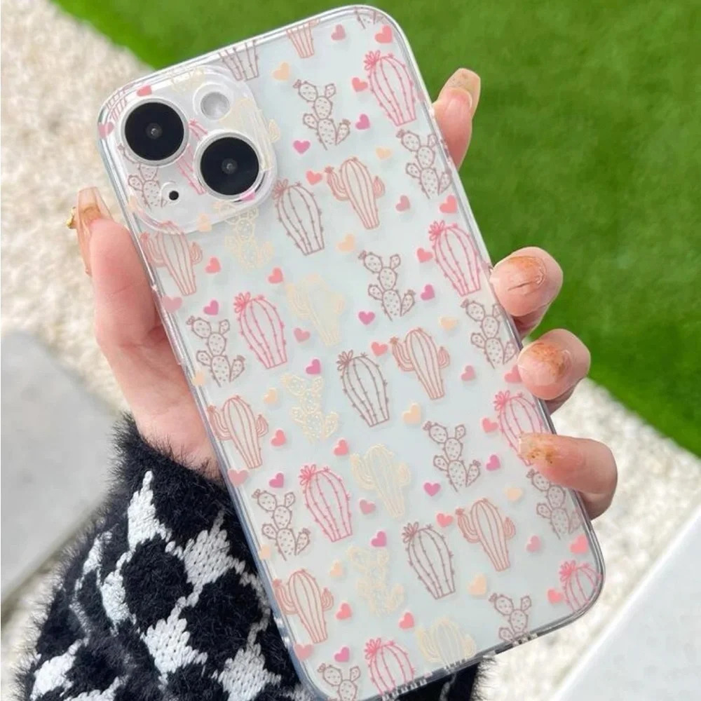 ⚠️Clearance iPhone 14/Pro/Pro Max Cute Pink Cactus Phone Case - Picture 1 of 3